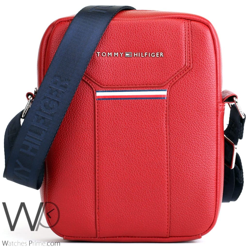 Tommy Hilfiger Red Men's Crossbody Messenger | Watches Prime
