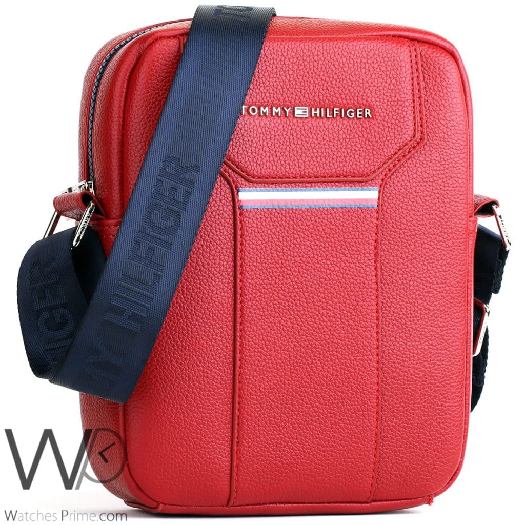 Tommy Hilfiger Red Men's Crossbody Messenger | Watches Prime