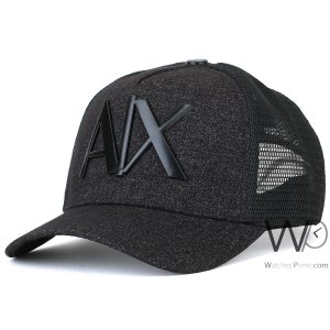 Armani exchange trucker cap black mesh ax hat