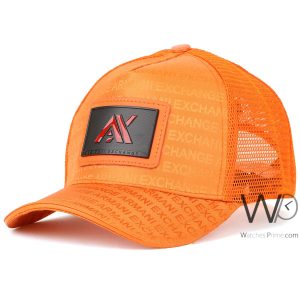 Armani exchange trucker cap orange mesh ax hat