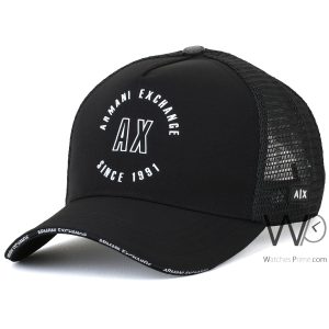 Armani exchange trucker cap since 1991 black mesh ax hat
