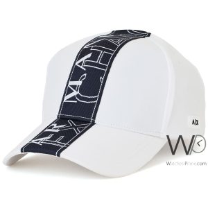 Armani exchange white baseball cap cotton ax hat