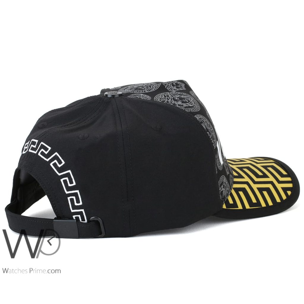 Versace Black Patterned Cotton Baseball Cap | Watches Prime