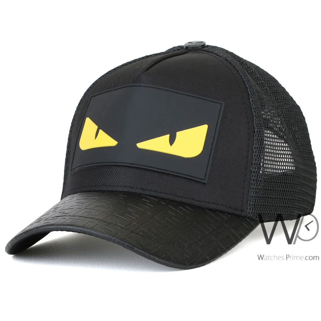 كاب ماركة فندي جلد Trucker اسود | واتشز برايم