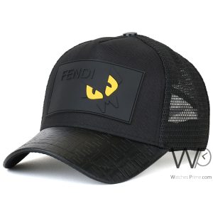 كاب-ماركة-فندى-trucker-جلد-اسود