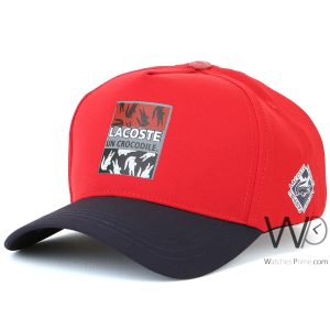 Lacoste sport red blue un crocodile baseball cap cotton hat