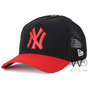 New era new york yankees ny trucker black red cap mesh hat