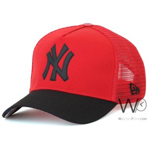 New era new york yankees ny trucker red black cap mesh hat