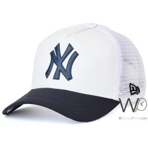 Ny new era new york yankees trucker white blue black cap mesh hat