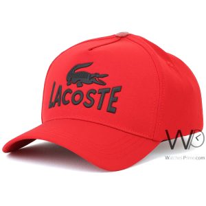 Red lacoste sport croc baseball cotton cap
