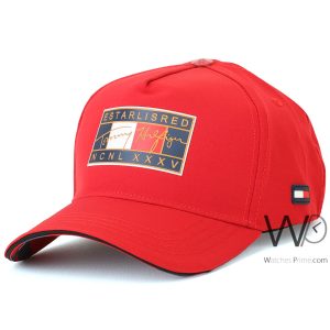 Tommy hilfiger baseball ncnlxxxv cap red cotton hat