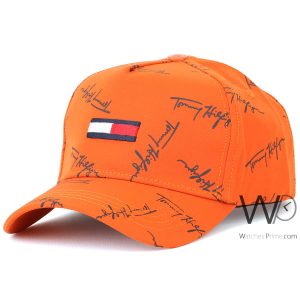 Tommy hilfiger orange baseball cotton cap patterned hat