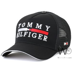 Tommy hilfiger trucker cap black cotton net hat