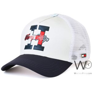 Tommy hilfiger trucker cap h white mcmlxxxv cotton net hat