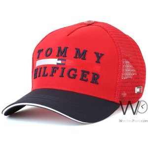 Tommy hilfiger trucker cap red blue cotton net hat