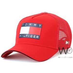 Tommy hilfiger trucker cap red net hat