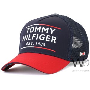 Tommy hilfiger trucker cap th blue red est 1985 cotton net hat