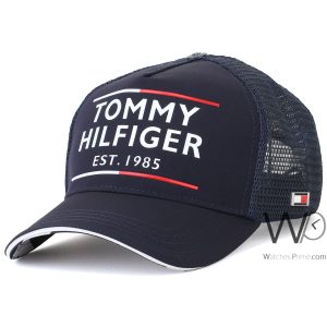 Tommy hilfiger trucker cap th navy blue est 1985 cotton net hat