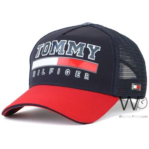 Tommy hilfiger trucker cap th red blue cotton net hat