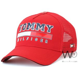 Tommy hilfiger trucker cap th red cotton net hat