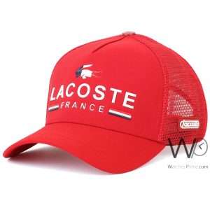 Trucker hat lacoste france red net cap men