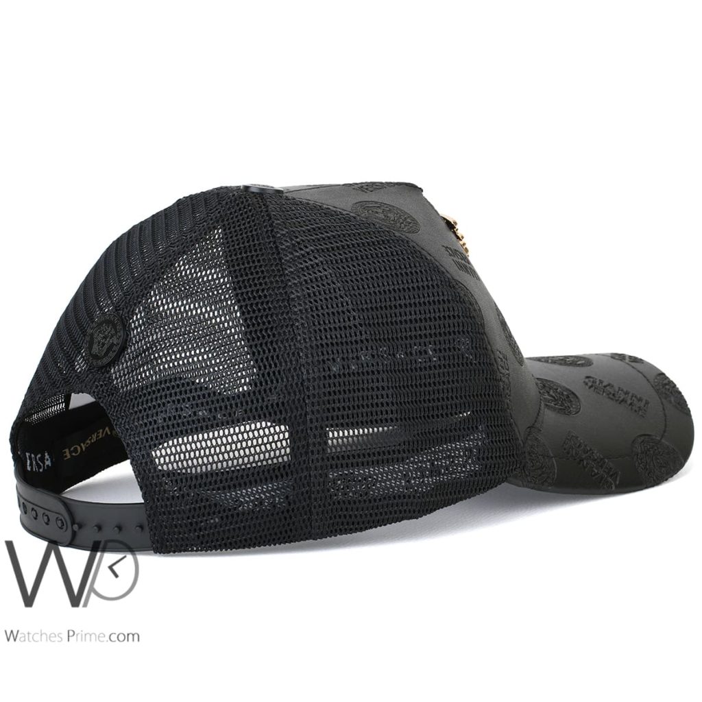 Versace Black Cotton Trucker Cap | Watches Prime