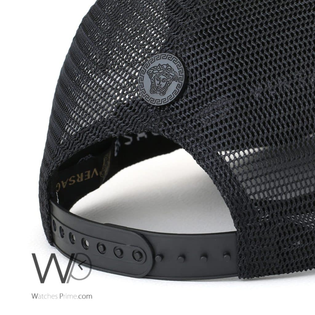 Versace Black Cotton Trucker Cap | Watches Prime