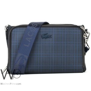 Lacoste handbag blue leather crossbody wash bag men