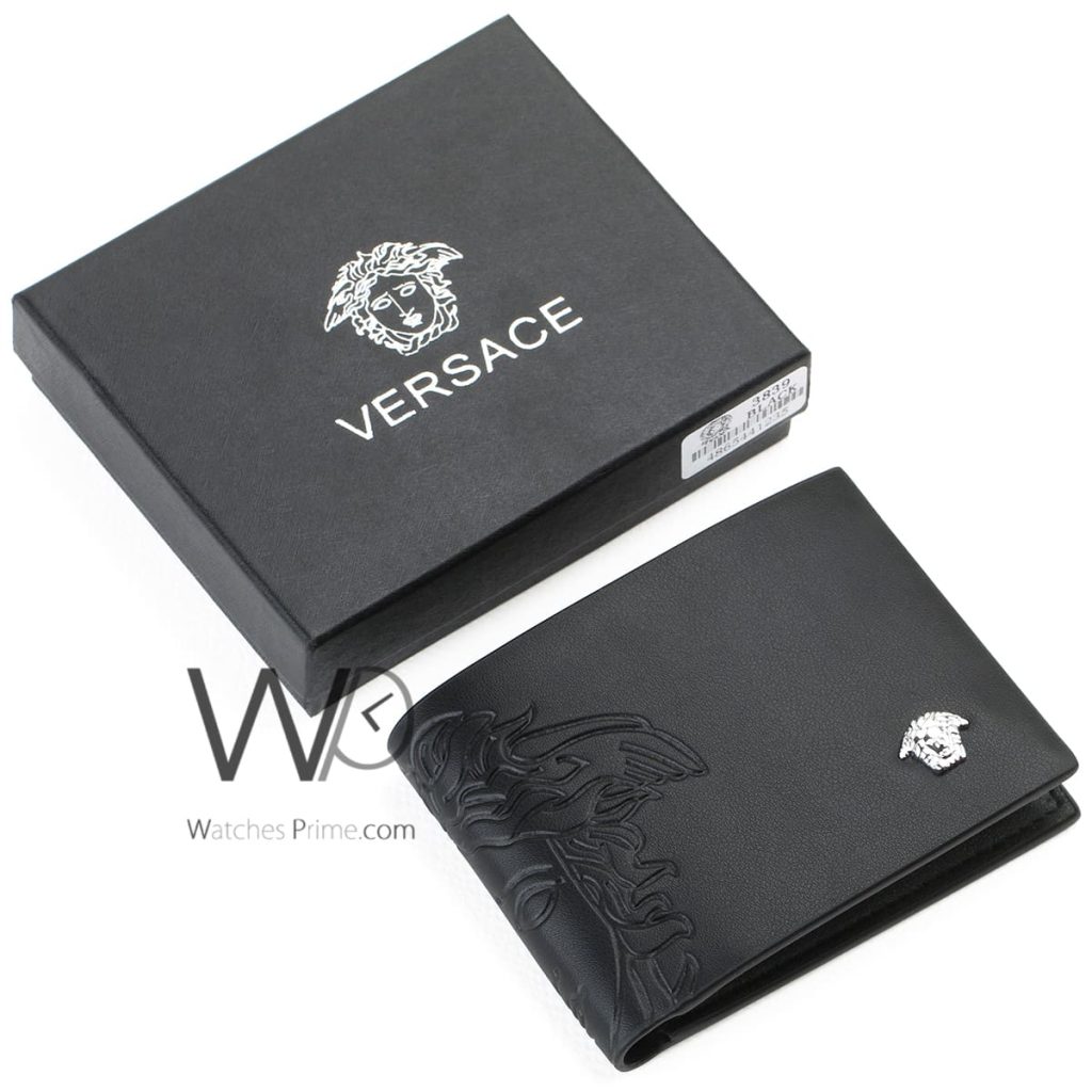 محفظة فرزاتشي Versace رجالية جلد اسود | واتشز برايم
