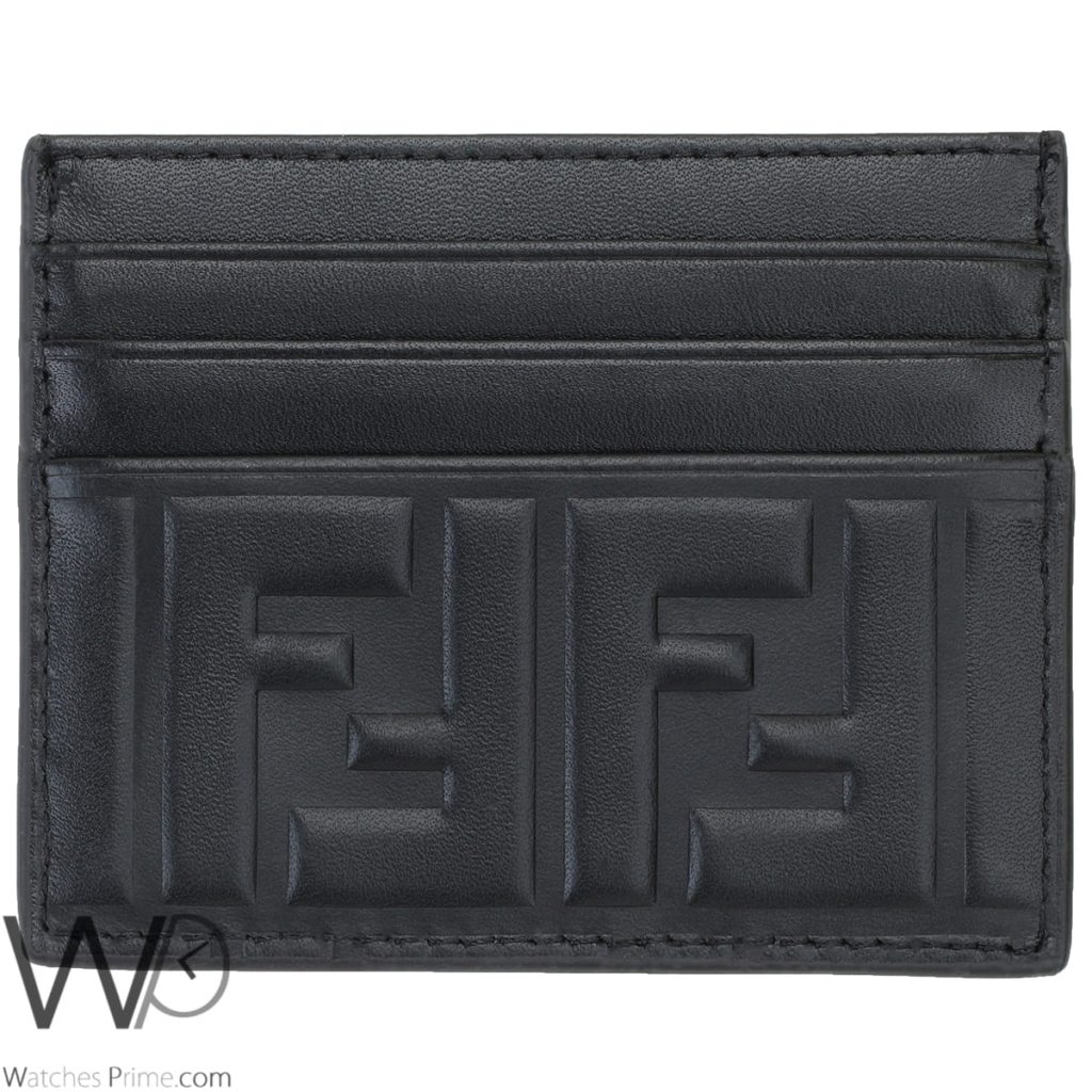محفظة بطاقات رجالية فندي Fendi FF اسود | واتشز برايم