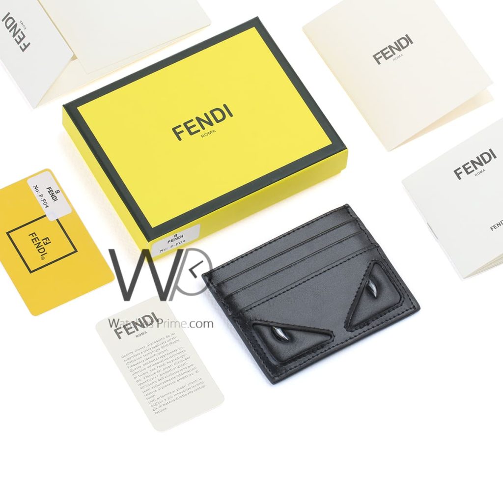 محفظة كروت رجالية فندي Fendi جلد اسود | واتشز برايم