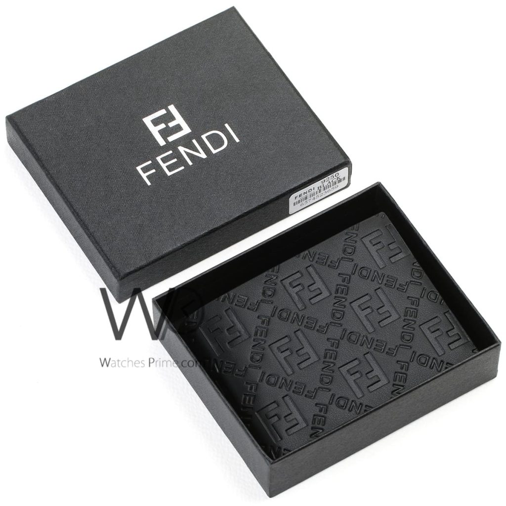 محفظة فندي Fendi FF جلد اسود رجالي | واتشز برايم
