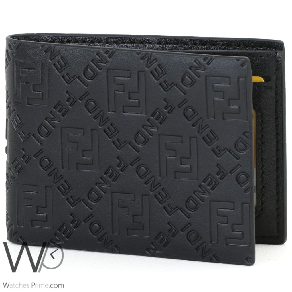 محفظة فندي Fendi FF جلد اسود رجالي | واتشز برايم