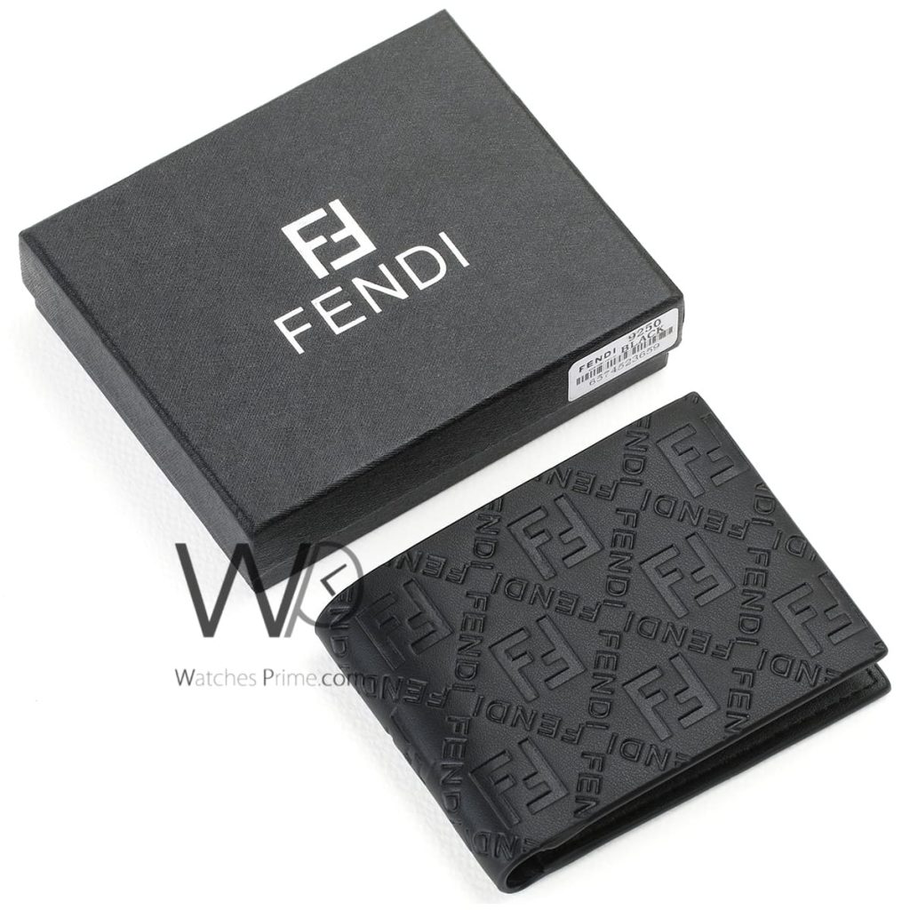 محفظة فندي Fendi FF جلد اسود رجالي | واتشز برايم