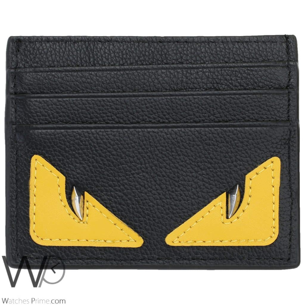 محفظة كروت رجالية فندي Fendi FF جلد اسود | واتشز برايم