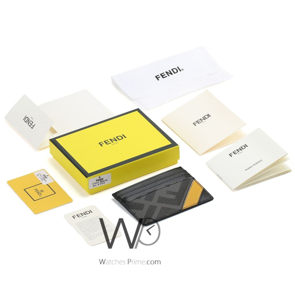 Fendi FF Patterned Card Holder Wallet Black | Watches Prime