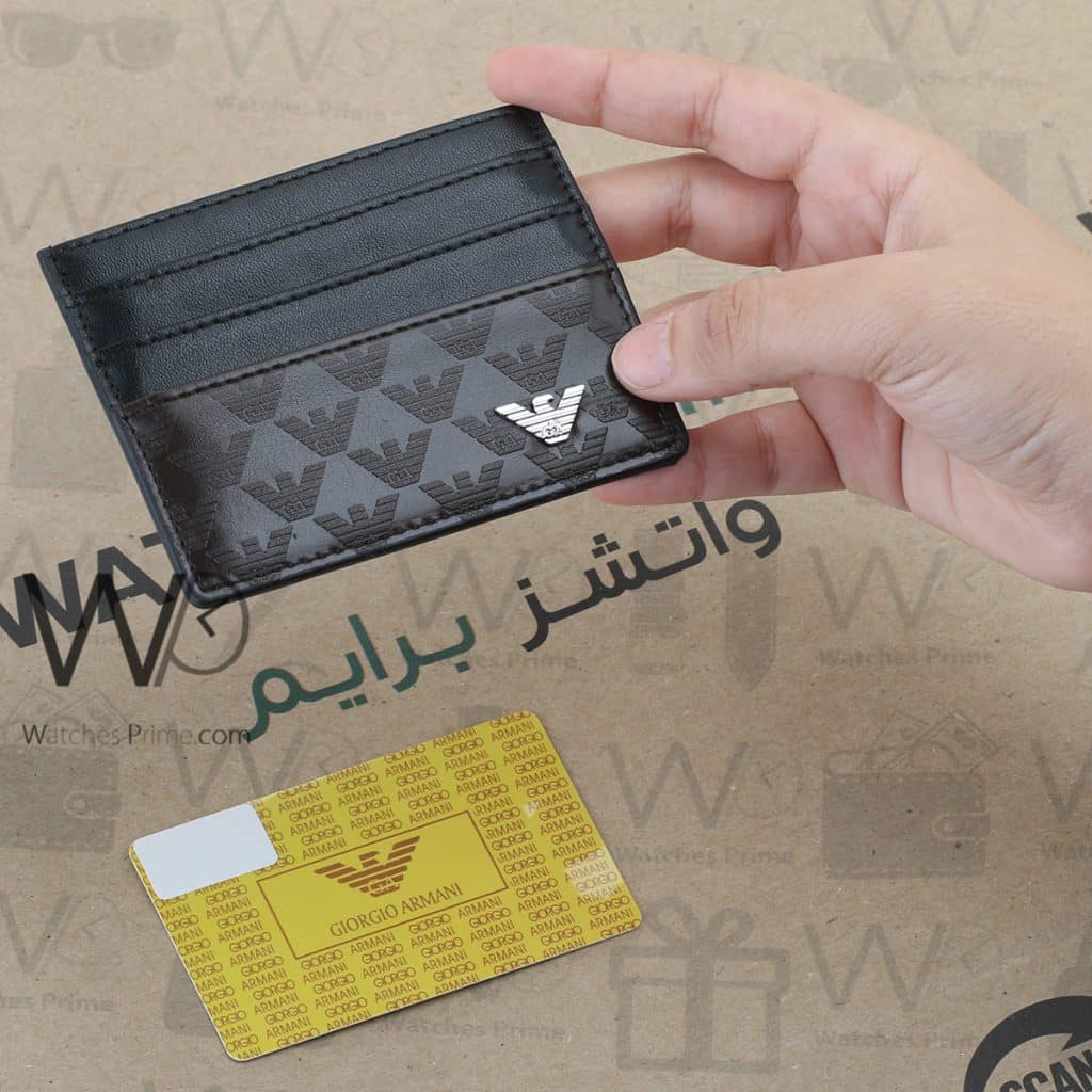 محفظة كروت للرجال جورجيو ارماني Armani بني | واتشز برايم