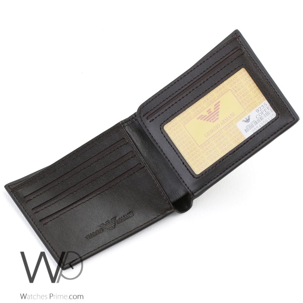 Giorgio Armani Wallet Leather For Men Brown | Watches Prime