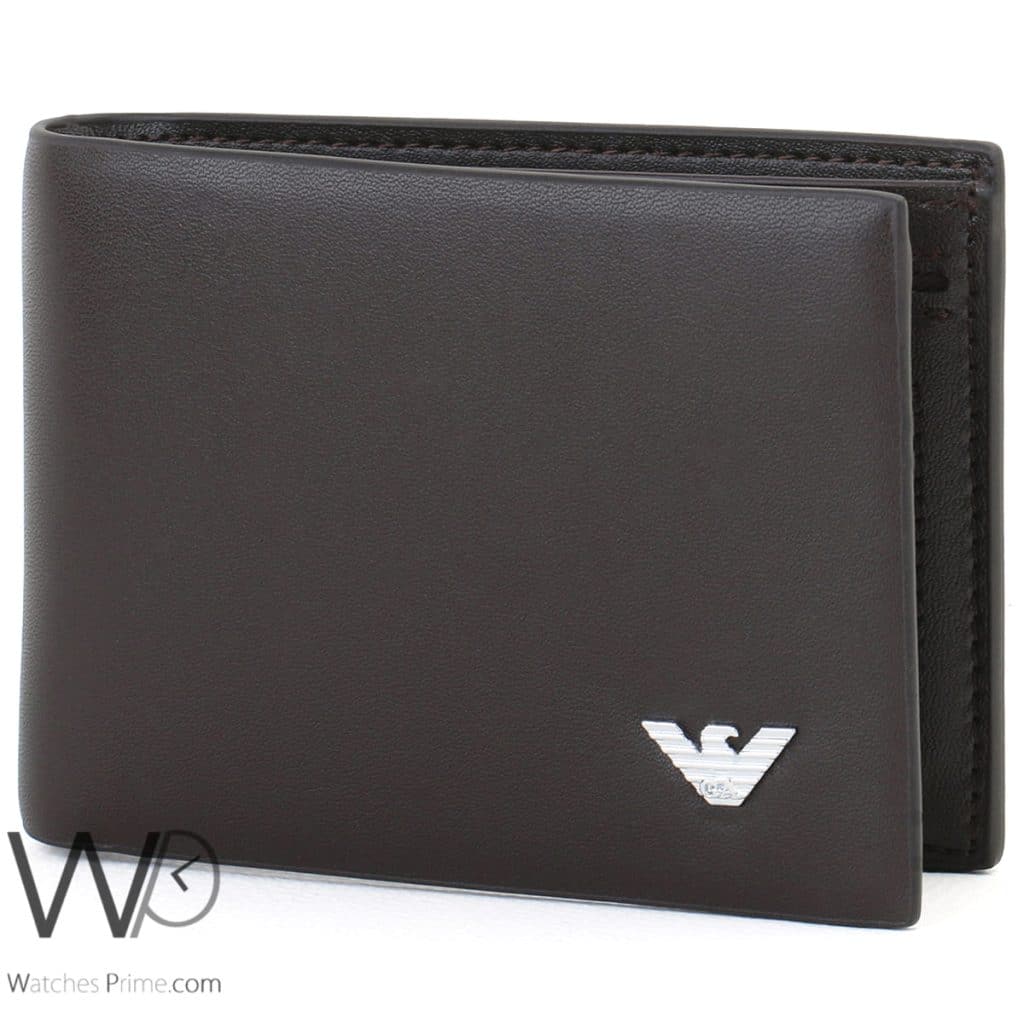 Giorgio Armani Wallet Leather For Men Brown | Watches Prime