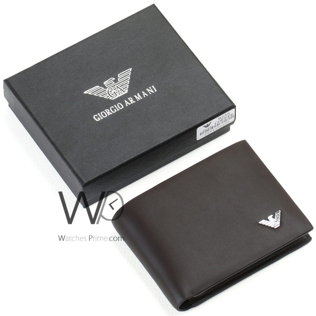 Giorgio Armani Wallet Leather For Men Brown | Watches Prime