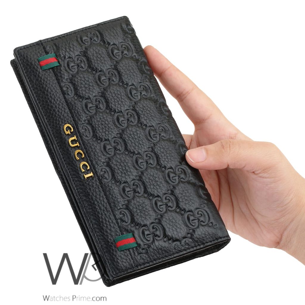 محفظة طويلة GG قوتشي Gucci جلد رجالي اسود | واتشز برايم