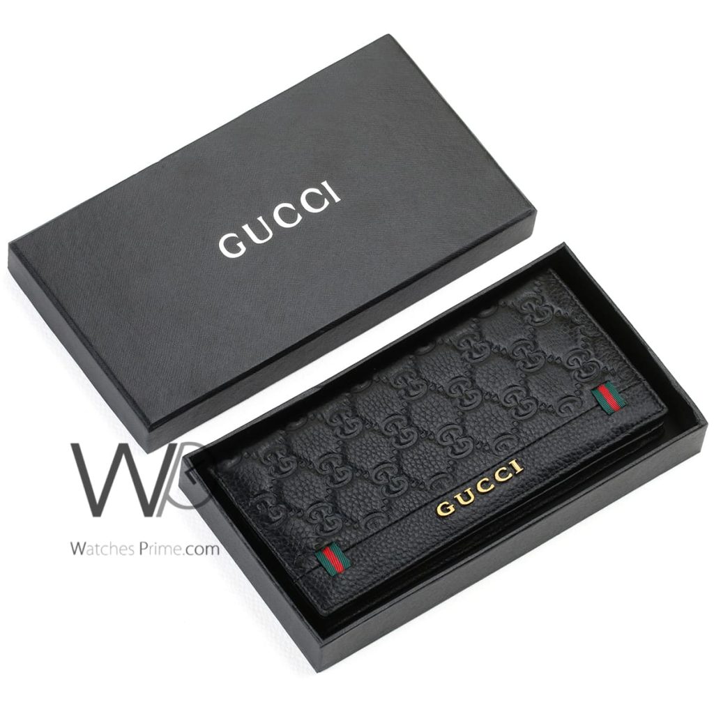 محفظة طويلة GG قوتشي Gucci جلد رجالي اسود | واتشز برايم