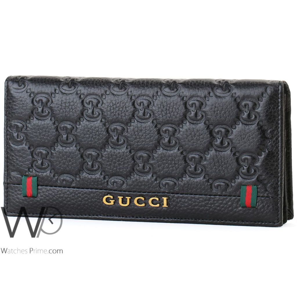 محفظة طويلة GG قوتشي Gucci جلد رجالي اسود | واتشز برايم