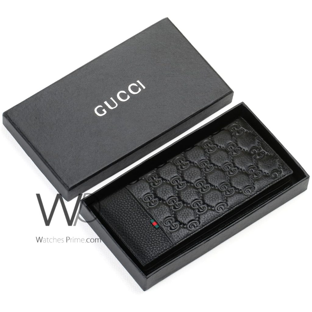 محفظة طويلة GG قوتشي Gucci جلد رجالية اسود | واتشز برايم