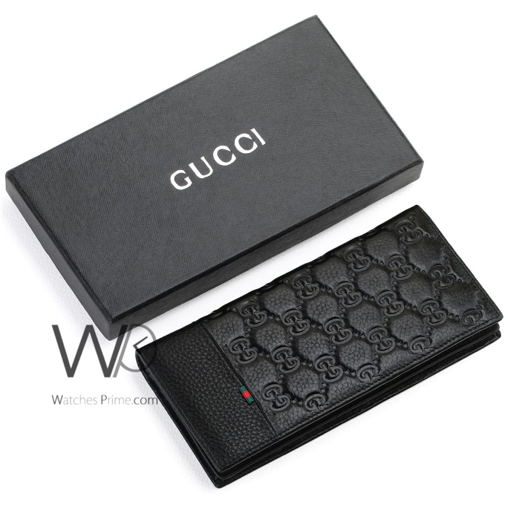 محفظة طويلة GG قوتشي Gucci جلد رجالية اسود | واتشز برايم