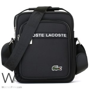 Lacoste croc crossbody messenger bag black for men