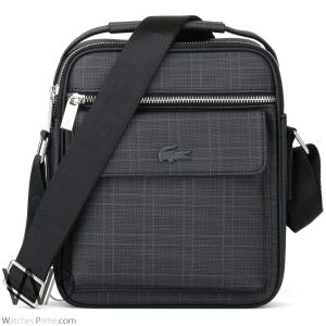 Lacoste messenger crossbody bag black striped for men