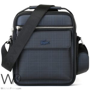 Lacoste messenger crossbody bag blue striped for men