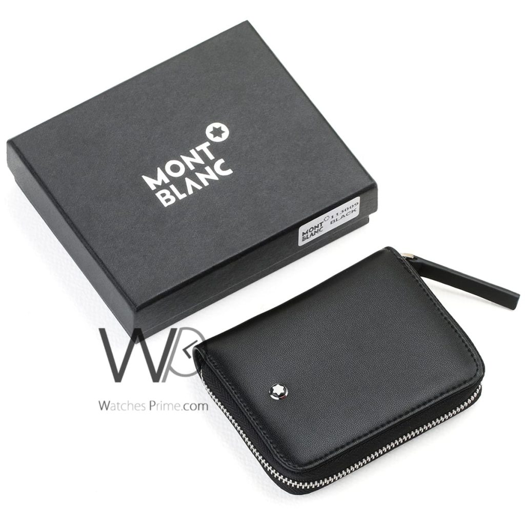محفظة كروت بسحاب مونت بلانك Montblanc جلد اسود | واتشز برايم