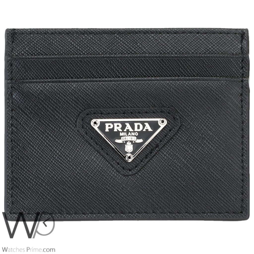 محفظة كروت رجالية جلد برادا Prada اسود | واتشز برايم